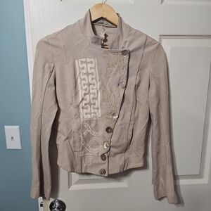 The People of the Labyrinths RARE 90's Beige MOP Button Asymmetric Jacket Size S